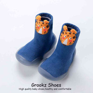 Tall Animal Sock Shoes - Blue Tiger