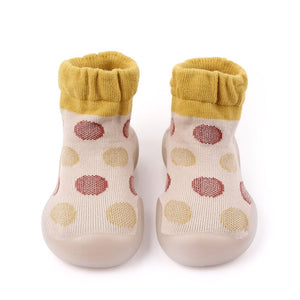 Open image in slideshow, Polka-dotted Baby Sock Shoes - Yellow
