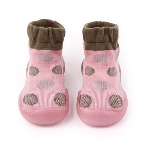 Open image in slideshow, Polka-dotted Baby Sock Shoes - Pink
