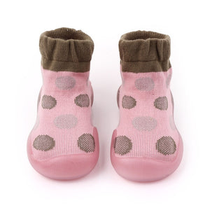 Open image in slideshow, Polka-dotted Baby Sock Shoes - Pink