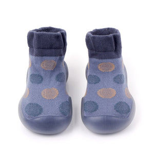 Open image in slideshow, Polka-dotted Baby Sock Shoes - Blue
