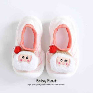 Open image in slideshow, Baby Doll Sock Shoes - Pink Santa