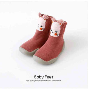 Open image in slideshow, Premium Baby Sock Shoes - Pink Rabbit