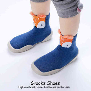 Premium Baby Sock Shoes - Blue Fox - 0-6 Months