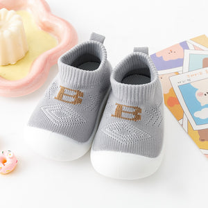 Open image in slideshow, Baby &quot;B&quot; Sock Shoes - Gray

