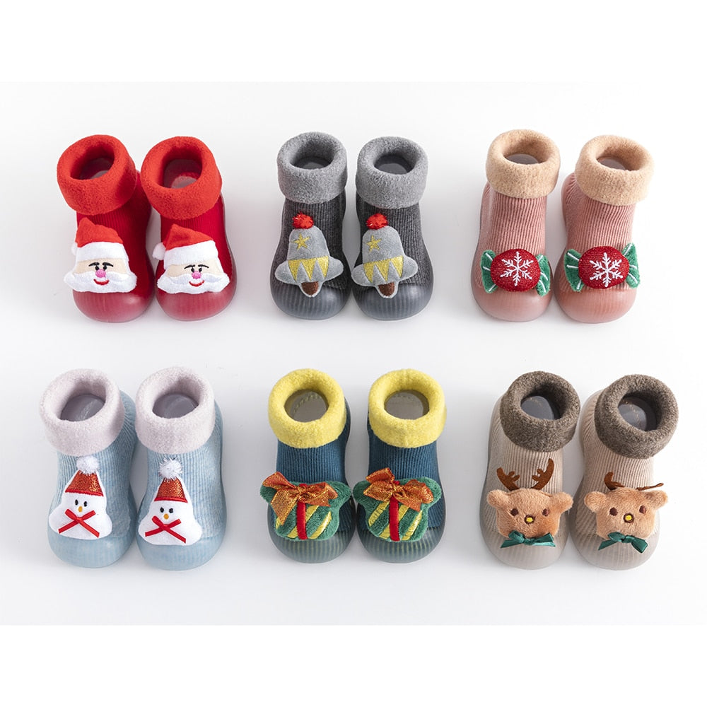 Christmas Baby Sock Shoes -  Bow