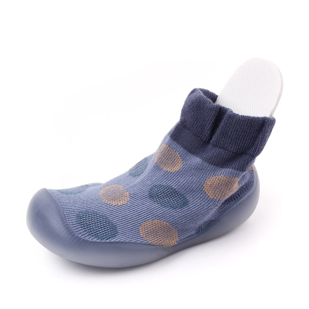 Polka-dotted Baby Sock Shoes - Blue