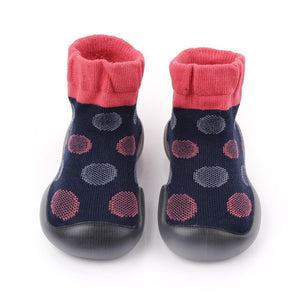 Open image in slideshow, Polka-dotted Baby Sock Shoes - Black
