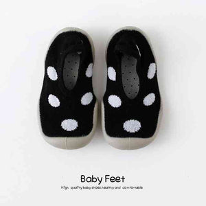 Open image in slideshow, Baby Sock Shoes - Black w/ Spots
