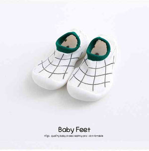 Open image in slideshow, Baby Sock Shoes - Green Modern Lines
