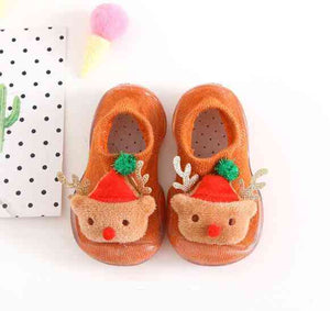 Baby Doll Sock Shoes - Red Reindeer