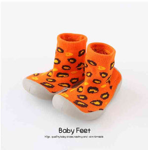 Premium Baby Sock Shoes - Orange w/ Spots