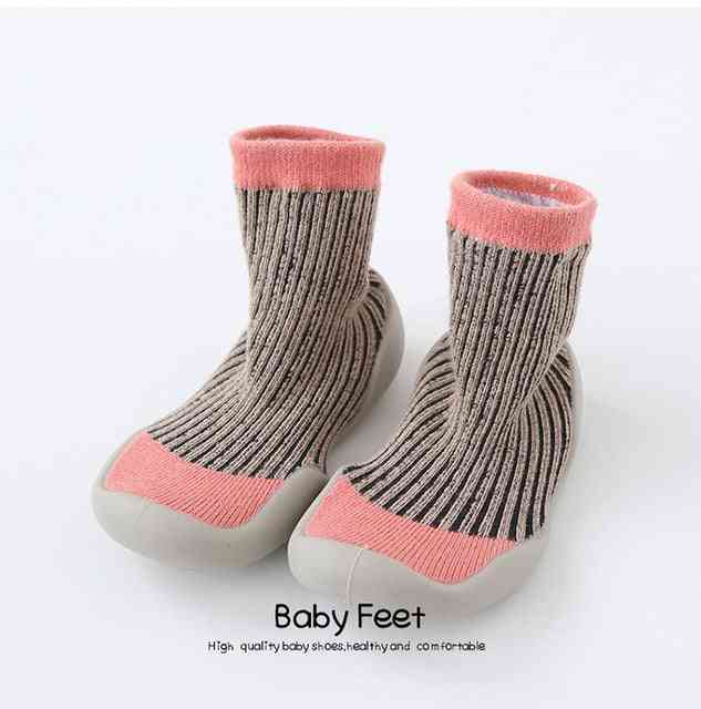 Premium Baby Sock Shoes - Pink w/ Lines