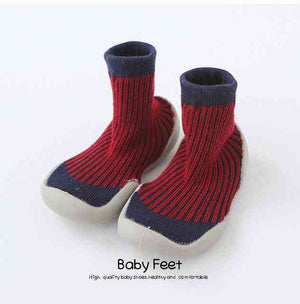 Open image in slideshow, Premium Baby Sock Shoes - Dark Blue w/ Lines
