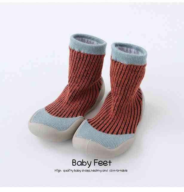 Premium Baby Sock Shoes - Light Blue w/ Lines