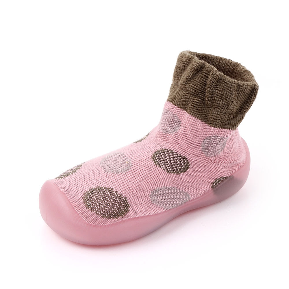 Polka-dotted Baby Sock Shoes - Pink