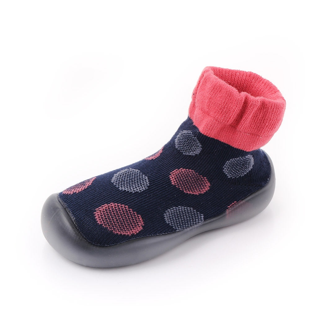Polka-dotted Baby Sock Shoes - Black