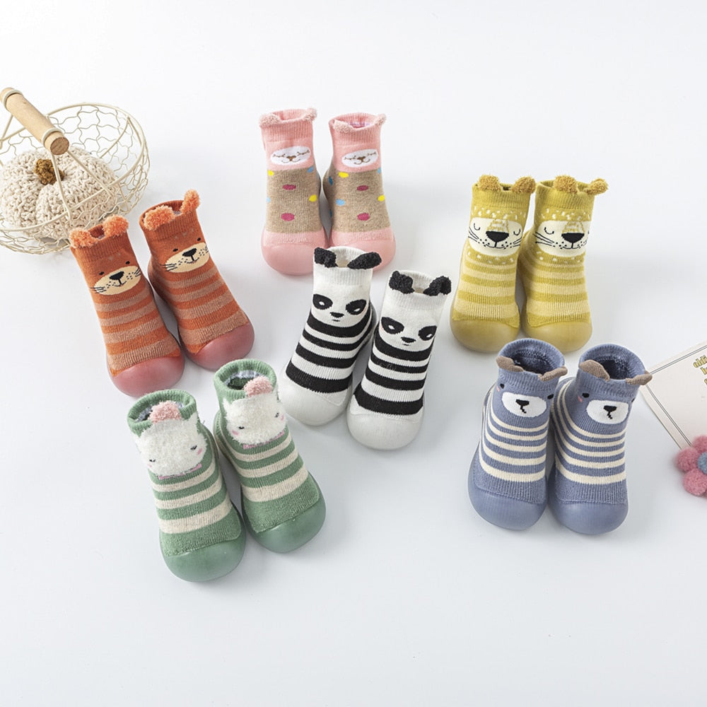 Winter Baby Sock Shoes - Yellow Cat