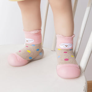Winter Baby Sock Shoes - Pink Cat