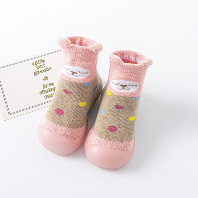 Winter Baby Sock Shoes Pink Cat - Main Image